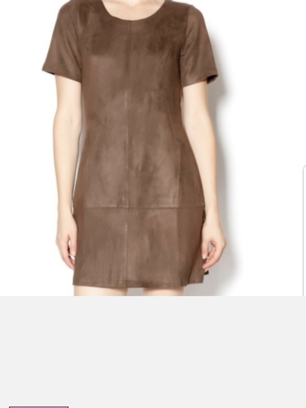 Paper Crane Brown Short Sleeve Shift Suede Dress Size Large